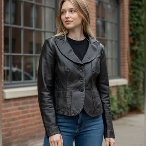 EUC Stunning Armani Collezioni Size 10 Sheep Leather Short Biker Jacket!!